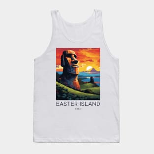 A Pop Art Travel Print of Easter Island - Chile Tank Top